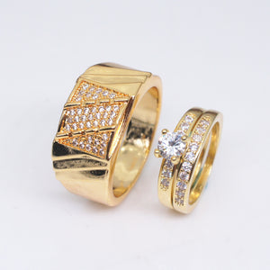 Blason 14k Yellow Gold Couple Diamond Rings