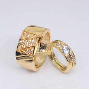 Blason 14k Yellow Gold Couple Diamond Rings