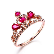 Load image into Gallery viewer, Agrippina Carat Ruby Engagement Crown Ring 14K Rose Gold Diamond Gemstone