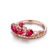 Load image into Gallery viewer, Agrippina Carat Ruby Engagement Crown Ring 14K Rose Gold Diamond Gemstone