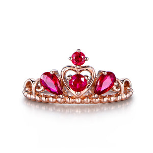 Agrippina Carat Ruby Engagement Crown Ring 14K Rose Gold Diamond Gemstone